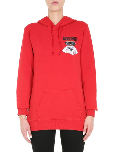 Shop Moschino Hoodie In Red