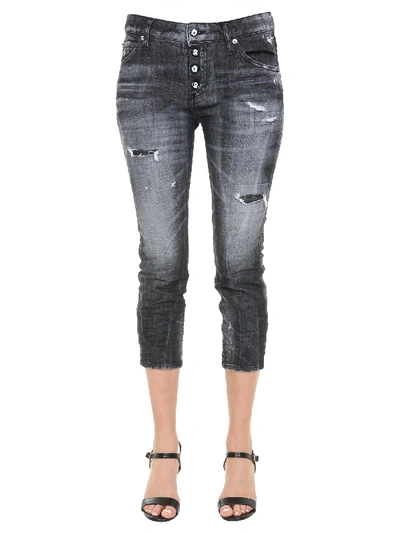 Shop Dsquared2 Cropped Jeans In Black