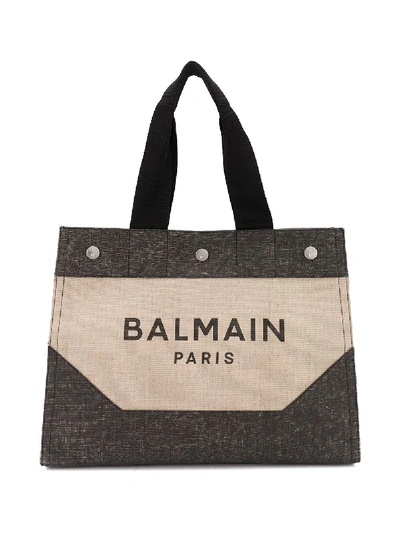 Shop Balmain Logo Shopping Tote In Neutrals