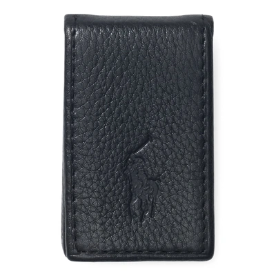 Polo Ralph Lauren Pebbled-leather Money Clip In Black