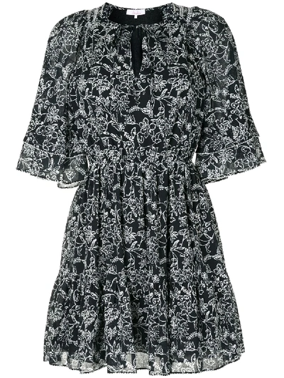 Shop Parker Cotton Floral Pattern Dress In Black