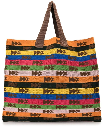 Shop Sophie Anderson Mercato Horizontal-stripe Tote Bag In Multicolour