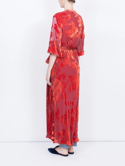 Shop Galvan Rose Velvet Wrap Dress