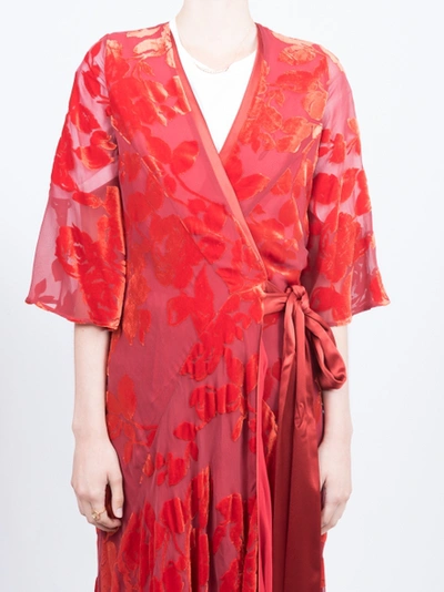 Shop Galvan Rose Velvet Wrap Dress