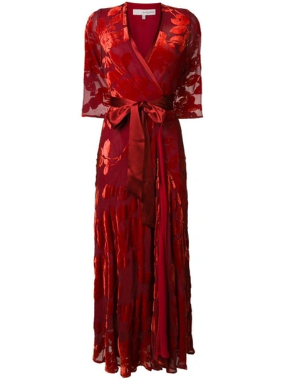 Shop Galvan Rose Velvet Wrap Dress