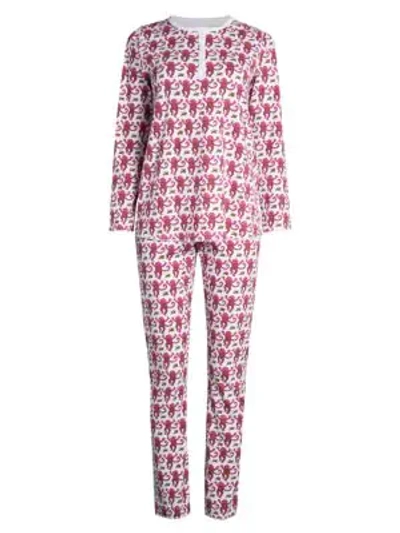 Shop Roller Rabbit Monkey Print 2-piece Pajama Set In Pink