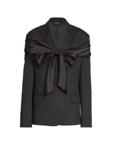 Shop Simone Rocha Women's Masculine Satin Bow Jacket In Black