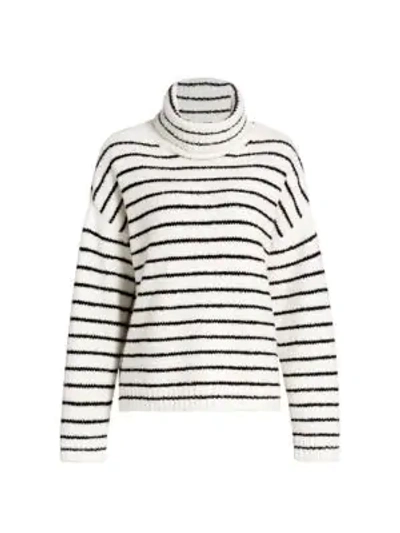 Shop Atm Anthony Thomas Melillo Chinelle Funnelneck Striped Sweater In Black White Combo