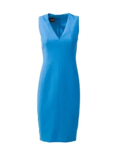 Shop Akris Women's Sleeveless Crepe Sheath Dress In Blue