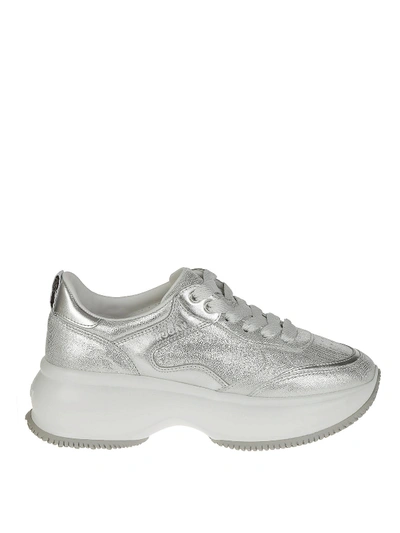 Shop Hogan Maxi I Active  Laminated Sneakers In Silver