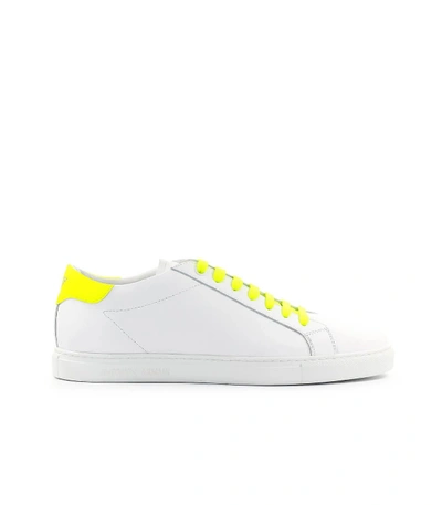 Shop Emporio Armani White Neon Yellow Nappa Leather Sneaker In Optic/white