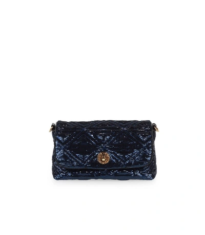 Shop Emporio Armani Blue Black Sequins Handbag In Nero/blu