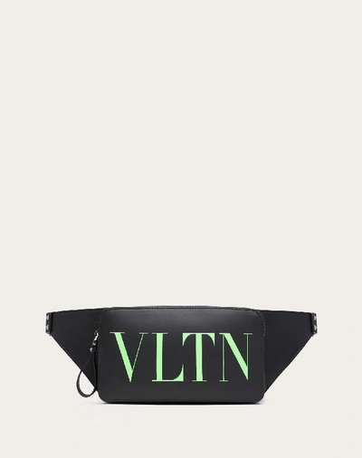 Shop Valentino Garavani Uomo Vltn Leather Belt Bag In Black/neon Green