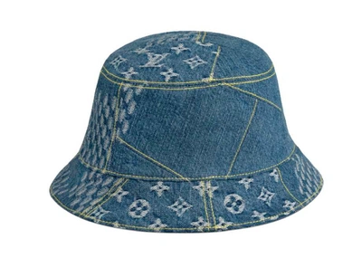 Pre-owned Louis Vuitton X Nigo Damier Geant Wave Monogram Hat Bleu