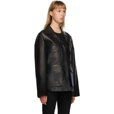 Shop Totême Toteme Black Leather Avignon Jacket In 200 Black