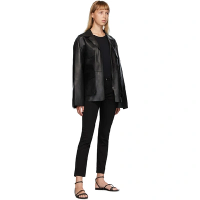 Shop Totême Toteme Black Leather Avignon Jacket In 200 Black