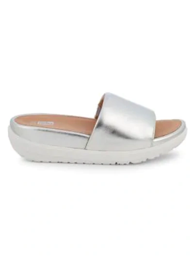 Shop Fitflop Loosh Luxe Slides In Silver