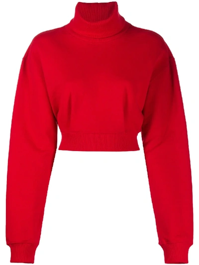 Shop Opening Ceremony Cropped Turtleneck Sweatshirt In Red