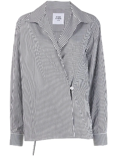 Shop Opening Ceremony Box Logo Striped Wrap Shirt In White