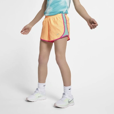 Shop Nike Dri-fit Tempo Big Kids' (girls') Running Shorts In Orange