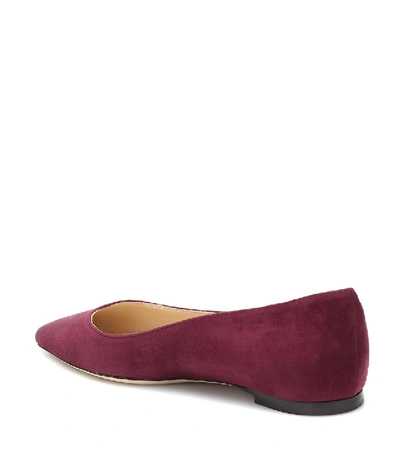 Shop Jimmy Choo Romy Suede Ballet Flats In Red