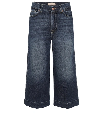 Shop 7 For All Mankind Luxe Vintage Mid-rise Denim Culottes In Blue