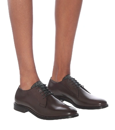 Shop Brunello Cucinelli Leather Derby Shoes In Brown