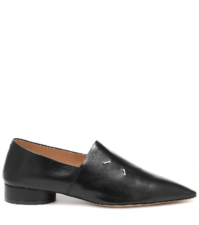 Shop Maison Margiela 4-stitches Leather Loafers In Black