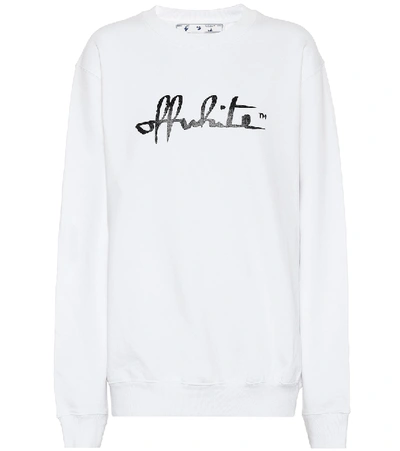 Shop Off-white Logo Oversized Cotton Sweatshirt In White