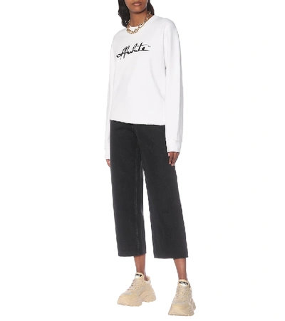 Shop Off-white Logo Oversized Cotton Sweatshirt In White