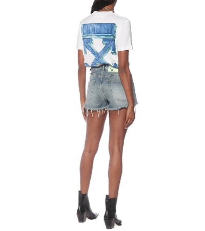 Shop Off-white High-rise Denim Shorts In Blue
