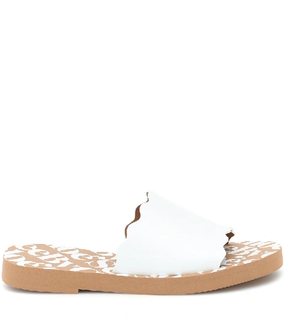 Shop See By Chloé Essie Leather Slides In White