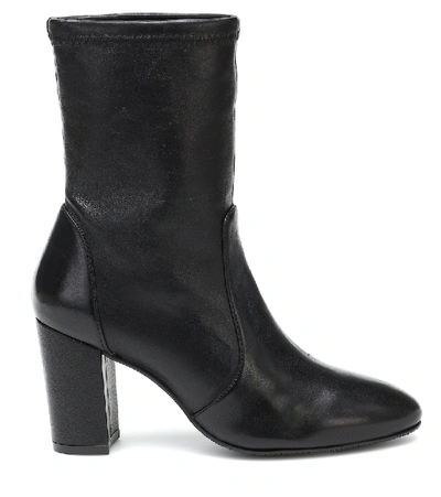 Shop Stuart Weitzman Yuliana Leather Ankle Boots In Black