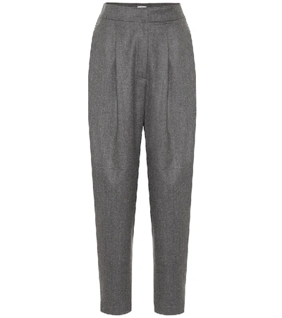 Shop Brunello Cucinelli Wool-flannel Carrot Pants In Grey