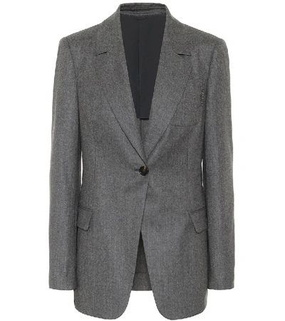 Shop Brunello Cucinelli Wool-flannel Blazer In Grey