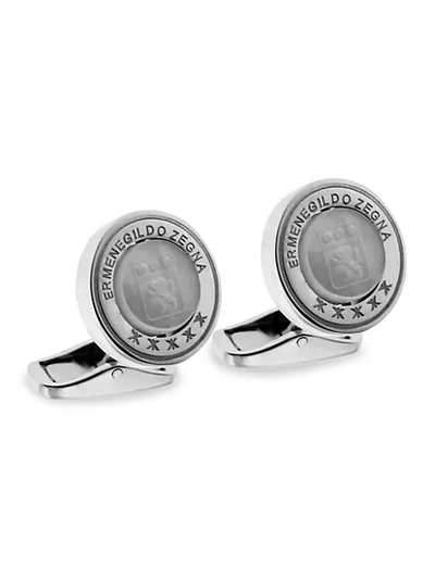 Shop Zegna Sterling Silver & Mother-of-pearl Cufflinks