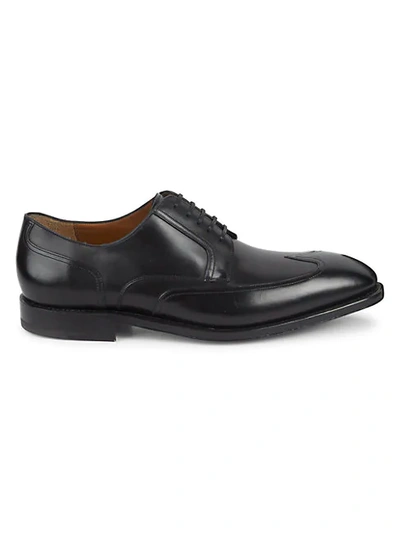 Shop Ferragamo Lucky Cap Toe Leather Oxford Shoes In Brown