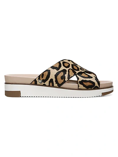 Shop Sam Edelman Audrea Leopard-print Crisscross Leather Slides