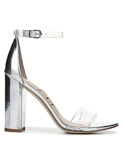 Shop Sam Edelman Yaro Transparent & Metallic Ankle-strap Sandals In Silver