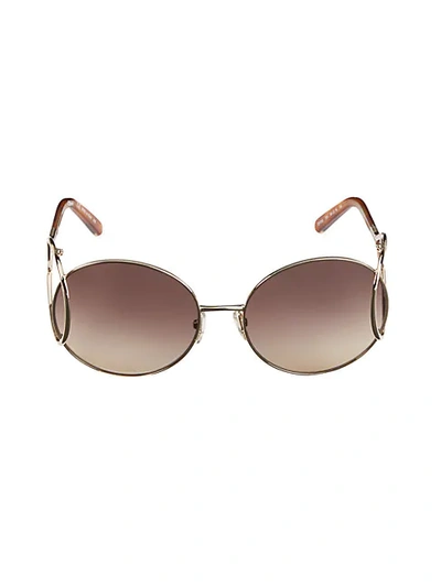 Shop Chloé 60mm Round Sunglasses In Gold Peach