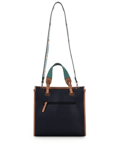 Shop Sondra Roberts Structured Colorblocked Tote In Navy