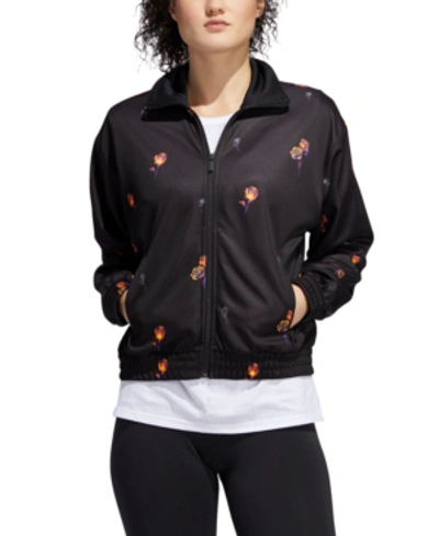 Shop Adidas Originals Adidas Women's Floral Track Jacket In Black