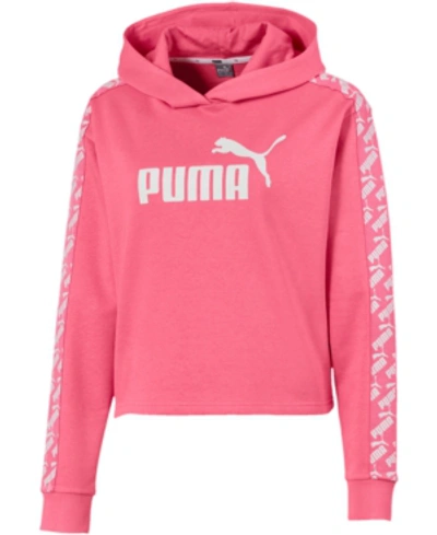 Shop Puma Women's Amplified Cropped Logo Hoodie In Bubblegum
