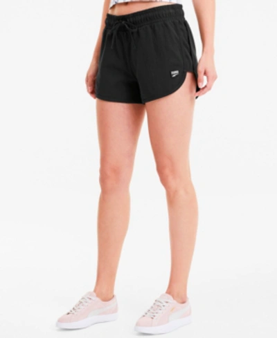 Shop Puma Women's Downtown Cotton Shorts In  Black