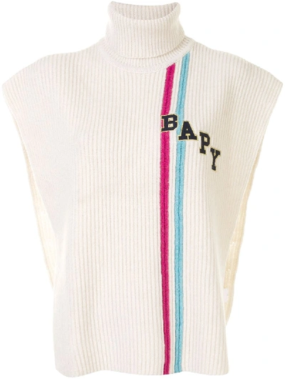 Shop Bapy By *a Bathing Ape® Knitted Roll Neck Scarf In Neutrals