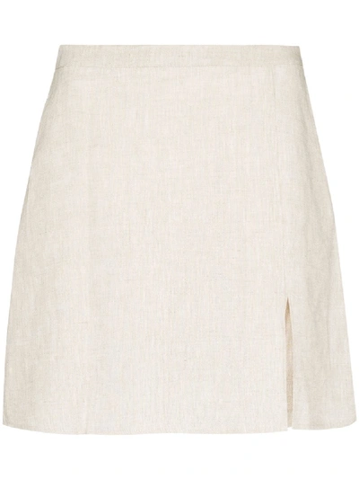 Shop Reformation Baker Linen Mini Skirt In Neutrals