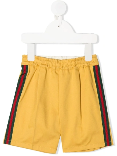 Shop Gucci Side Stripe Track Shorts In Yellow