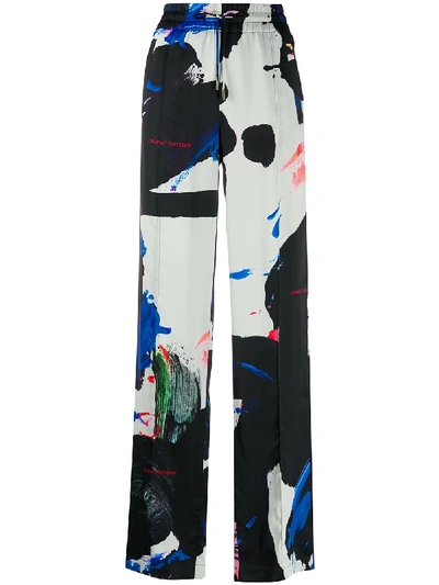 Shop Off-white Brushstrokes Straight-leg Trousers In Black