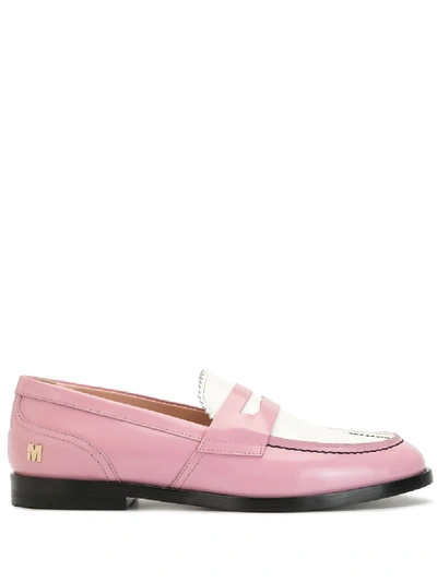 Shop Msgm Contrasting Slip-on Loafers In Pink