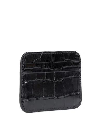 Shop Balenciaga Bb Croc-effect Leather Card Holder In Black
